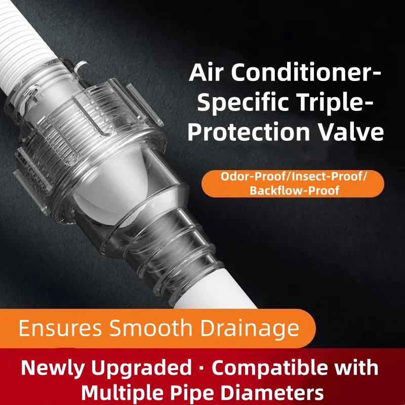 2pcs Condensate Drain Pipe Check Valve Central Air Conditioning Drainage Insect-Proof and Odor-Proof One-Way Check Valve