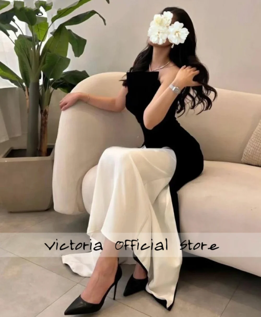 Dubai blanco y negro lujoso Split Sweetheart vestidos de noche para mujer 2025 mujeres Dubai vestido largo de fiesta personalizado