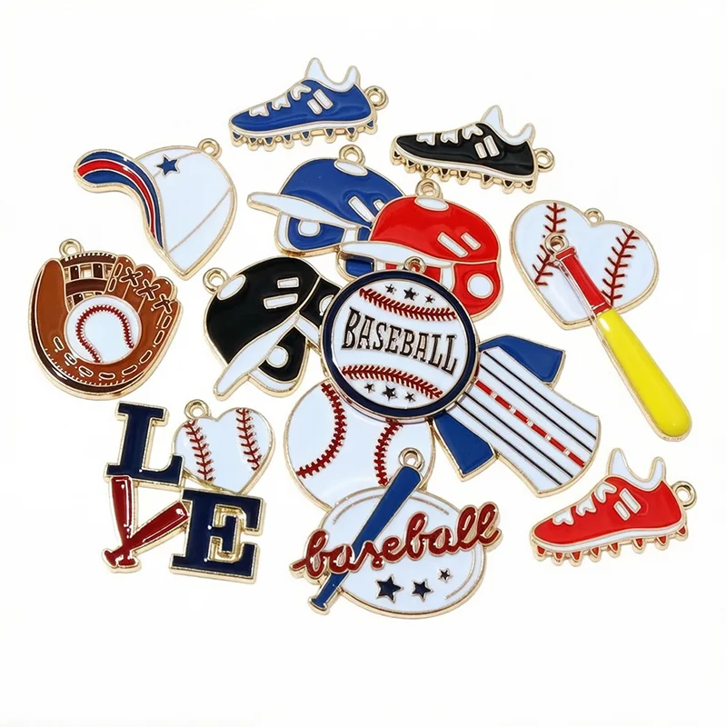 10pcs Enamel Baseball Charms Pendants Baseball Helmet Shoes DIY Jewelry Making Accessories for Necklace Keychain Bracelet image 3