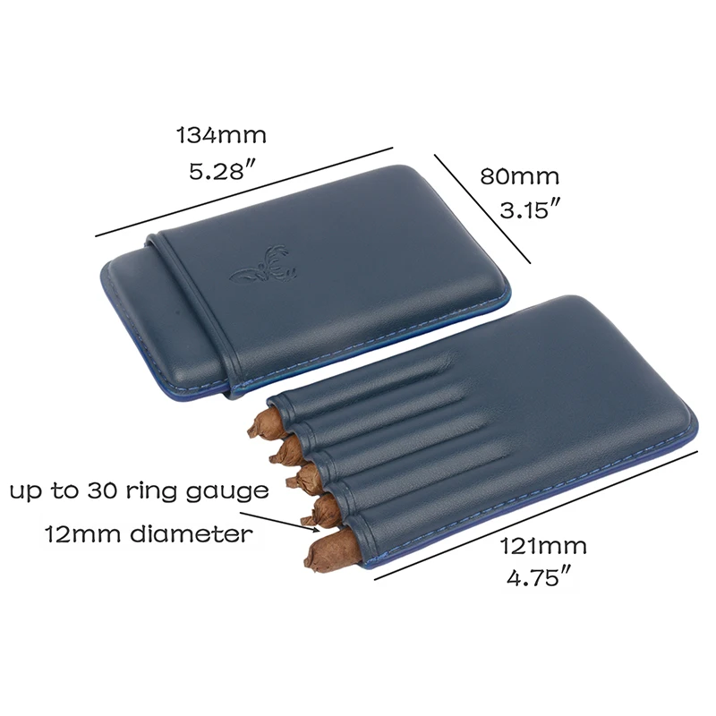 12mm Dia Cigar Case Leather Cigar Holder for 121mm Long Cigarette 5 Tubes Mini Smoking Box Customer-made Tobacco Accessory
