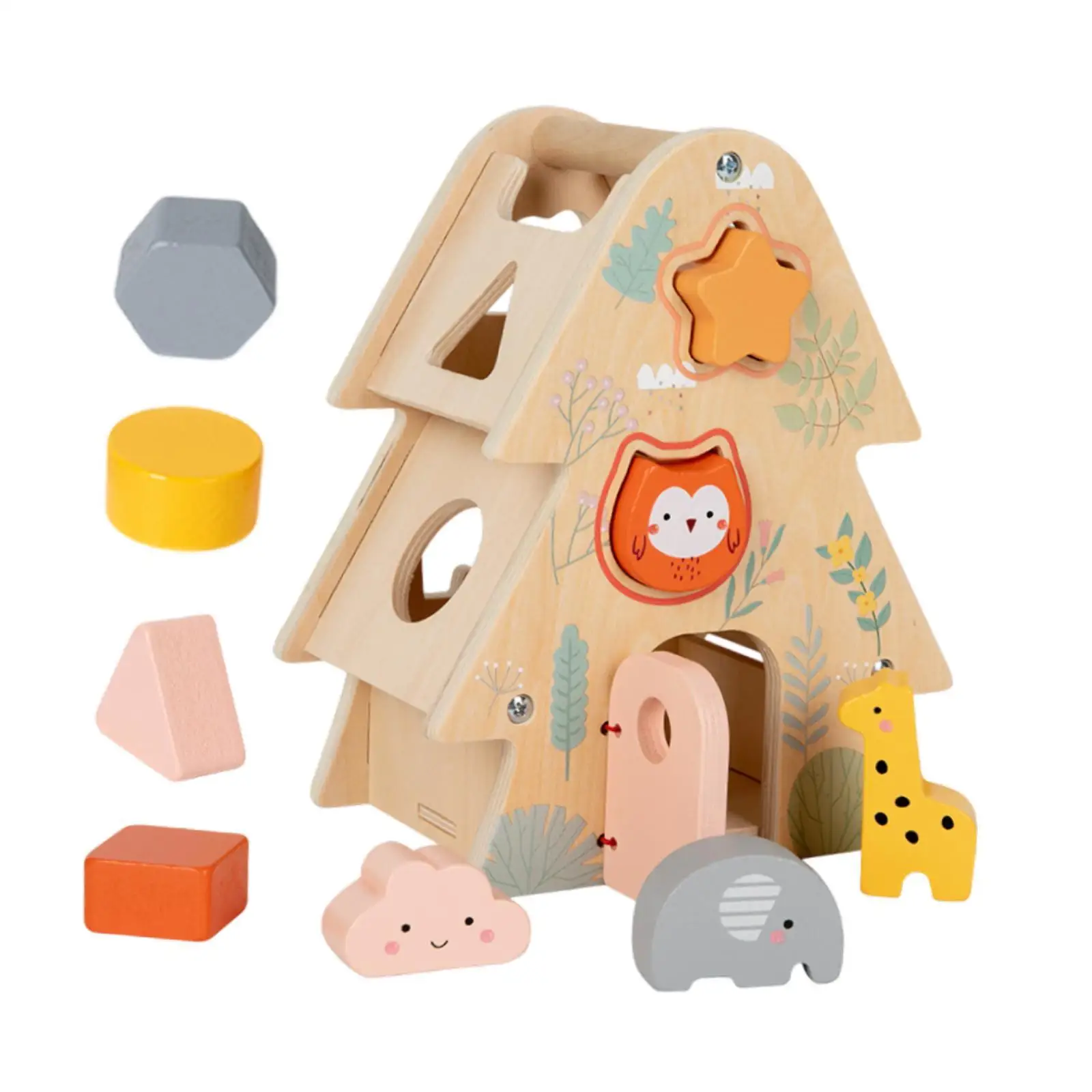 Wooden Shape Sorter Shape Color Recognition for Children Boys Girls Infants