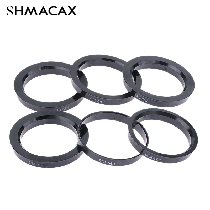 4pcs Car Plastic Wheel Hub Centric Rings Center Bore 66.6-57.1 67.1-60.1 67.1-66.1 73.1-56.1 73.1-56.6 73.1-57.1 73.1-60.1 Black