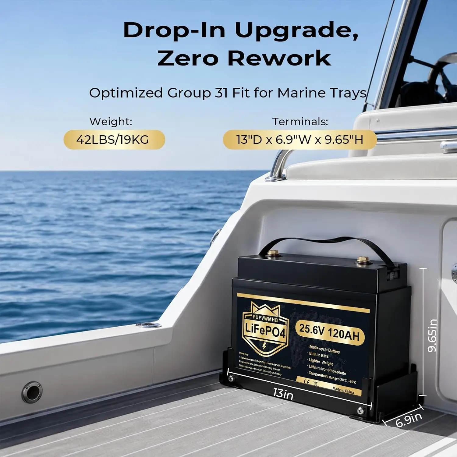 24V Lithium Battery, 3840W Load Power, 24V 120AH Mini LiFePO4 Battery, Built-in 150A BMS & Bluetooth, Up to 15000 Deep Cycles, P