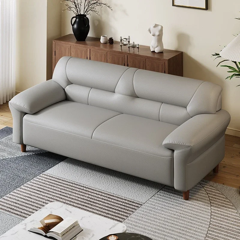 

Leather sofa simple three-person small apartment double sofa