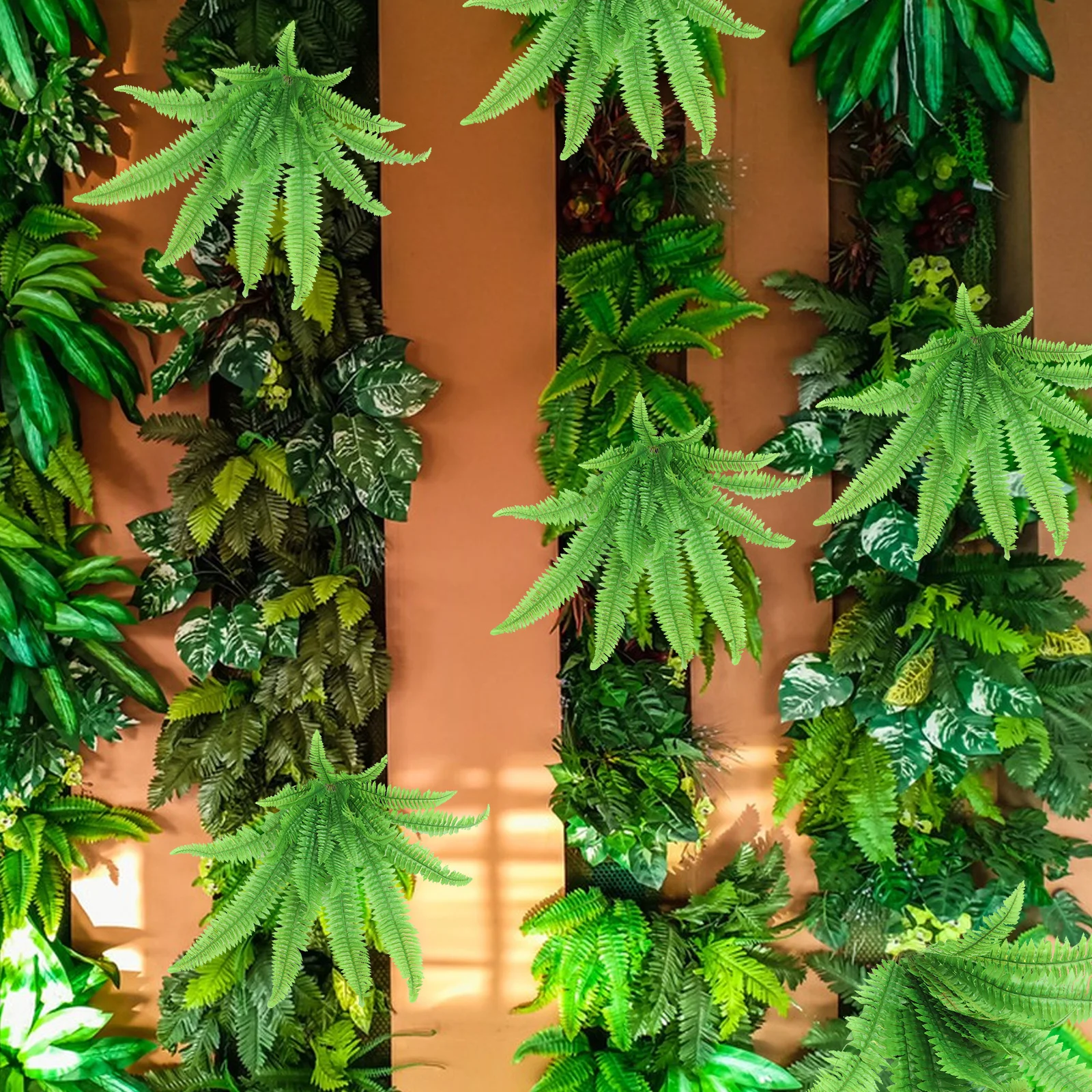 

Large Leaf Fern Artificial Green Plants PVC Fake Leaves for Indoor Hanging Decor Home Wedding Party