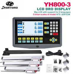 LCD DRO Set 3 Axis YH800-3 Digital readout Display And 3 Pieces 5U Linear Glass Scale Encoder 50-1000mm Boring Machines Milling