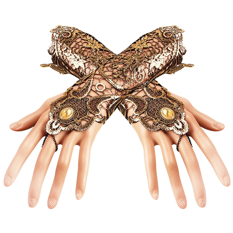 Bracelet de gants gothiques victoriens pour femmes, accessoires Steampunk, manchette de bras Cosplay, gants brodés en dentelle, Showgirl, soirée