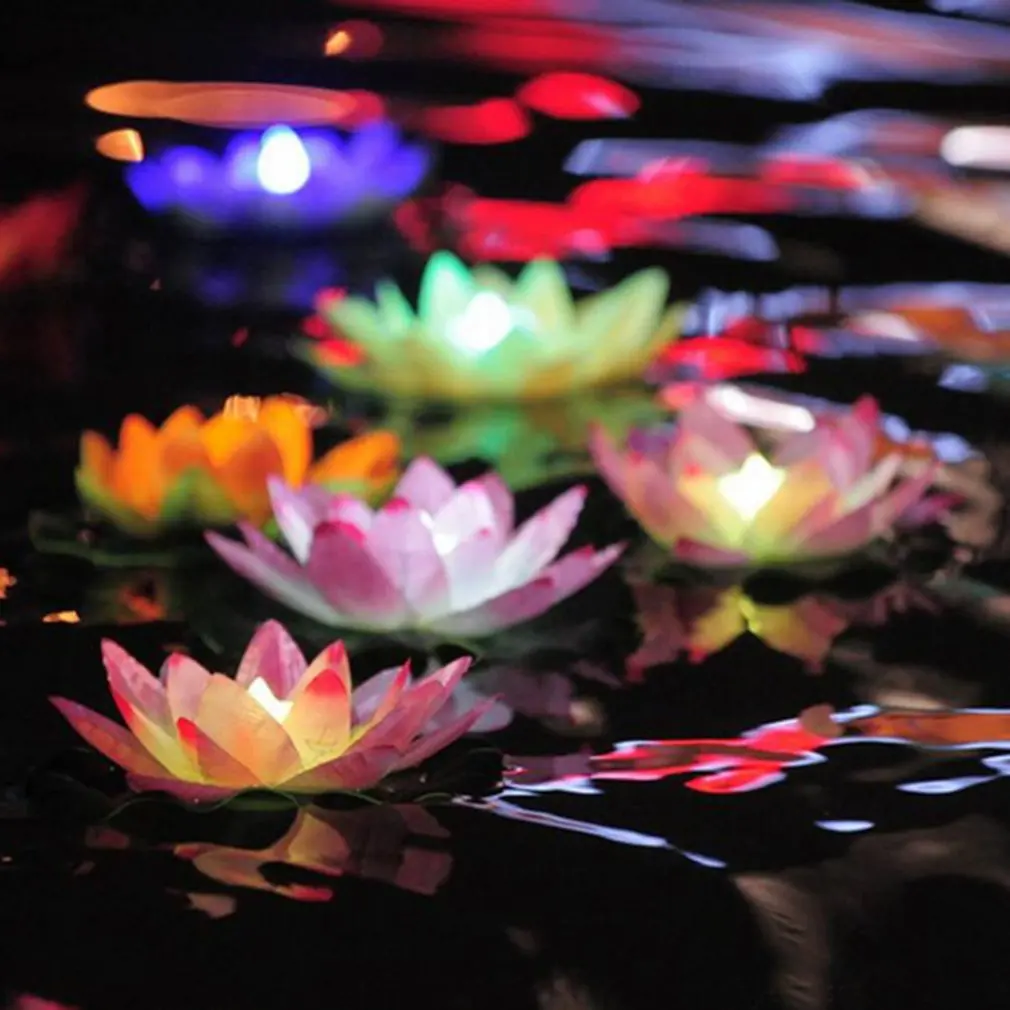 Sztuczny lotos LED lampa kolorowo zmieniana pływająca lampa kwiatowa basen wodny, który chce lampionów zaopatrzenie imprezy wystrój