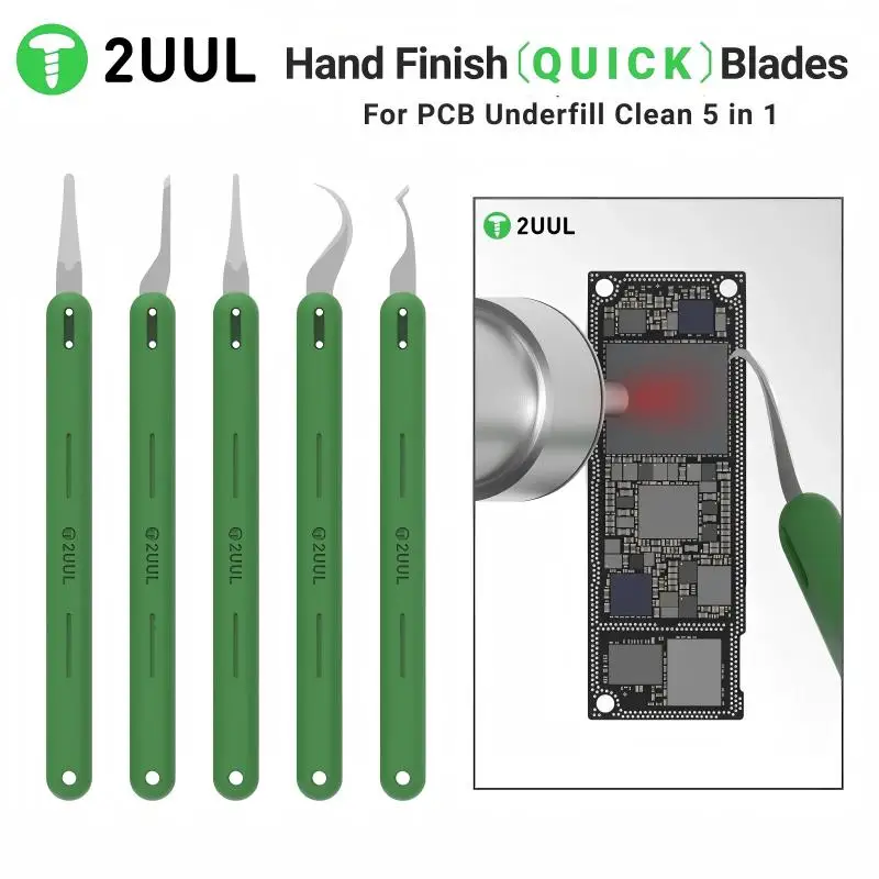 

2UUL DA22 5-в-1 быстрый ручной инструмент для удаления клея с процессоров телефонов, NAND-флеш-памяти, материнских плат, микросхем и очистки PCB от подслоеных материалов