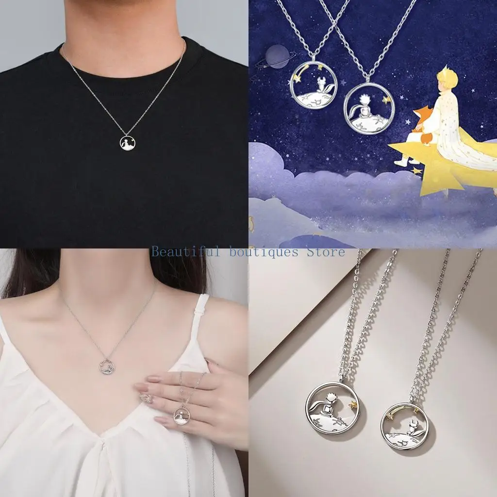 U4LF Beautifully Hip-hop Gothic Punk Necklace Wire Chain with for Prince Pendan