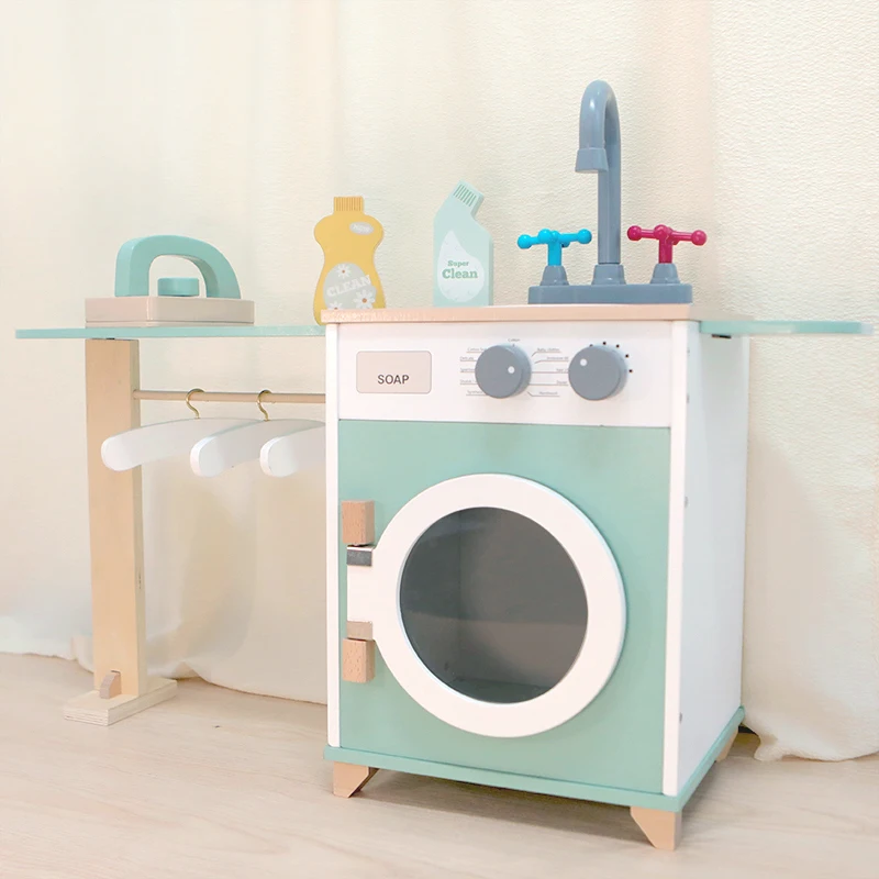 Baby Wooden Toy Children's wooden simulation washing machine toy Baby Role Play Educational Toy  Children's interactive game Toy