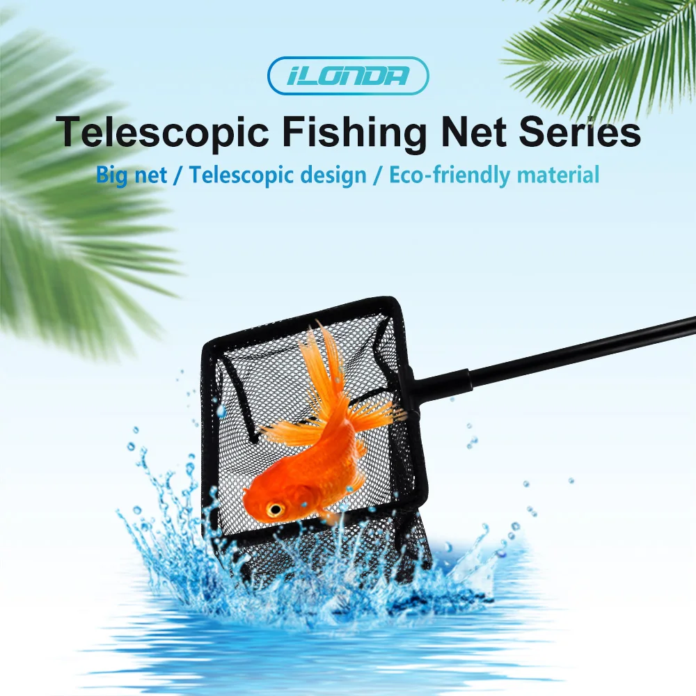 Aquarium Fishing Net Cleaning Tool Fish Tank Adjustable Abs Telescopic Foldable Net High-Capacity Large Mesh Surface 100-110cm