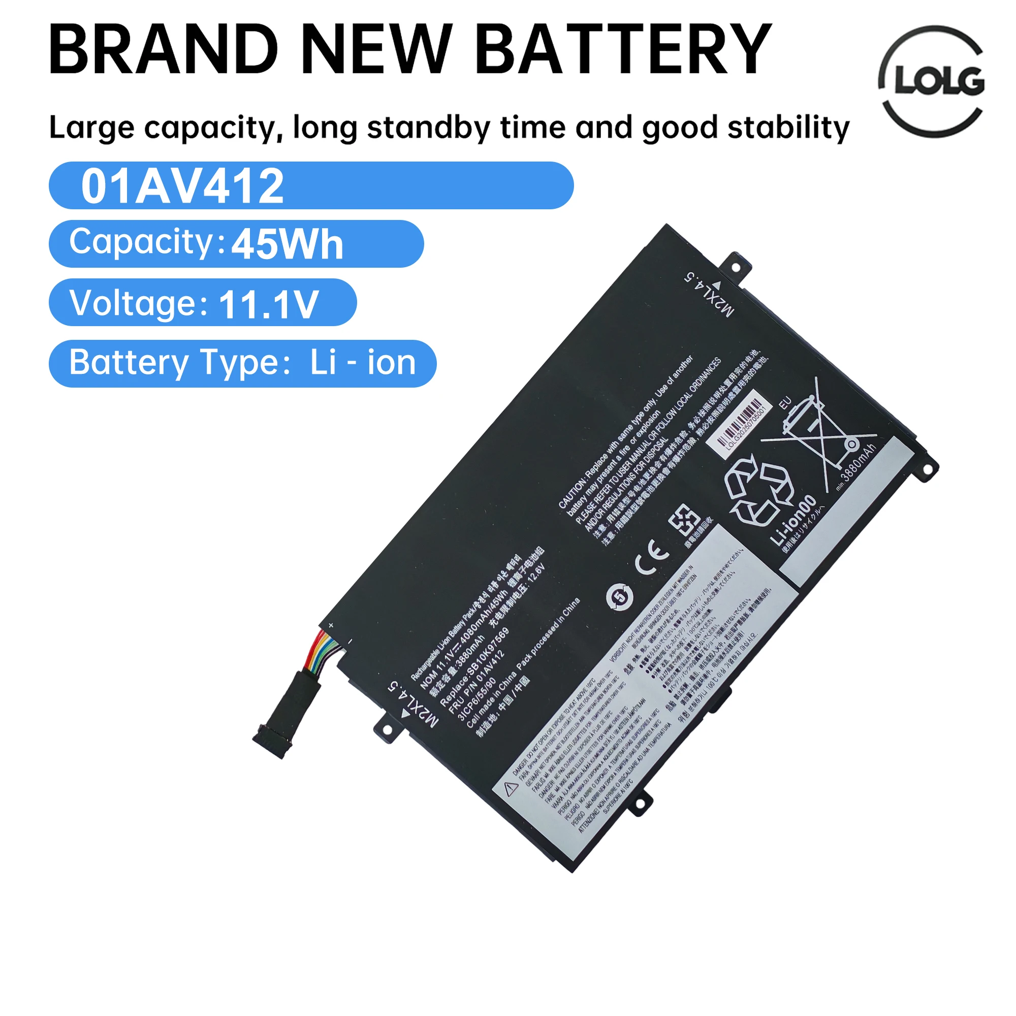 New 01AV411 01AV412 01AV413 Laptop Battery For Lenovo Thinkpad E470 E470C E475 Series SB10K97568 SB10K97569