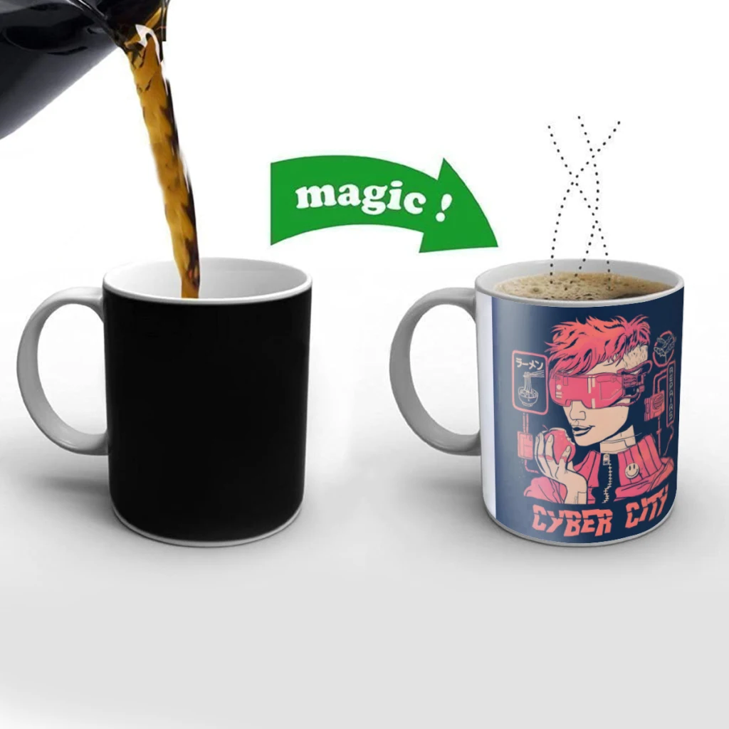 

Cyber City Creativity Change Color Chang mug Ceramic mug Hot Coffee Cup Breakfast Cup Mug Friend Gift