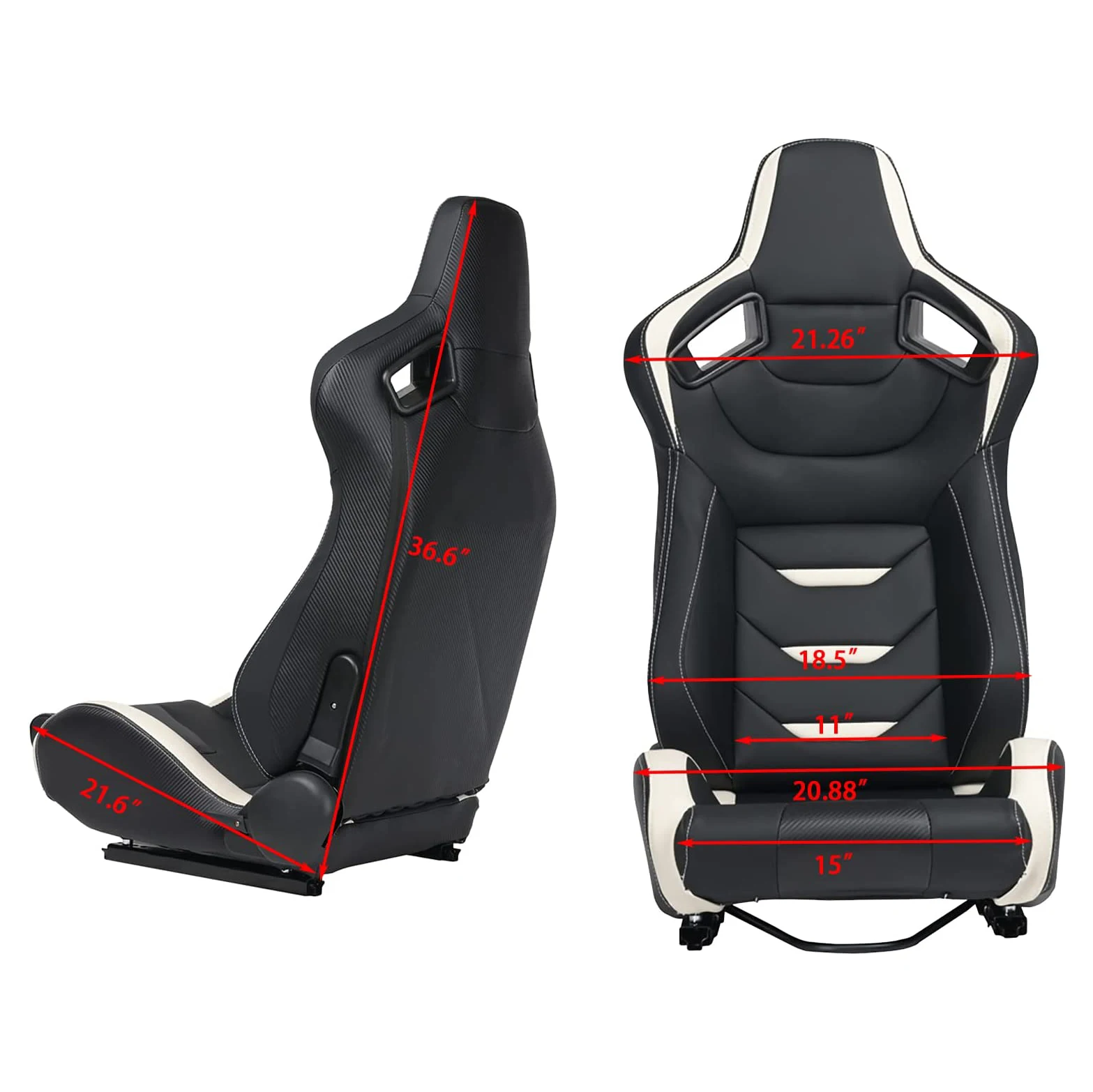 JIABEIR 1054B White High Quality Leather Adjustable Simulator Sim Bucket Car Racing Seats