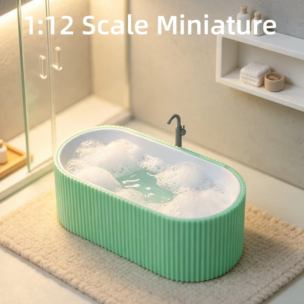 Puppenhausmöbel, Maßstab 1:12, Miniatur-Badewanne, Mini-Badezimmermöbel, freistehende Badewanne, geeignet für Puppenhaus-Badezimmer, Schlafzimmer und andere Innenraumgestaltungen. Modernes,