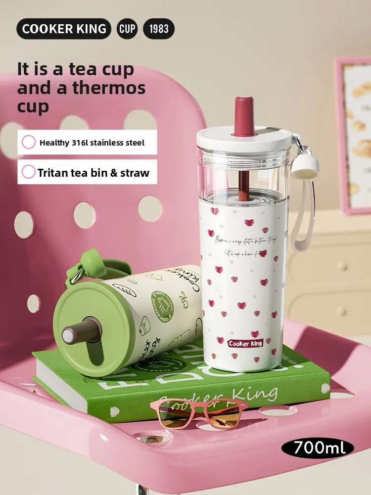 

Термокружка из нержавеющей стали с разделителем для чая и воды, независимый отсек для заваривания чая, чашка для заваривания чая, кружка для воды