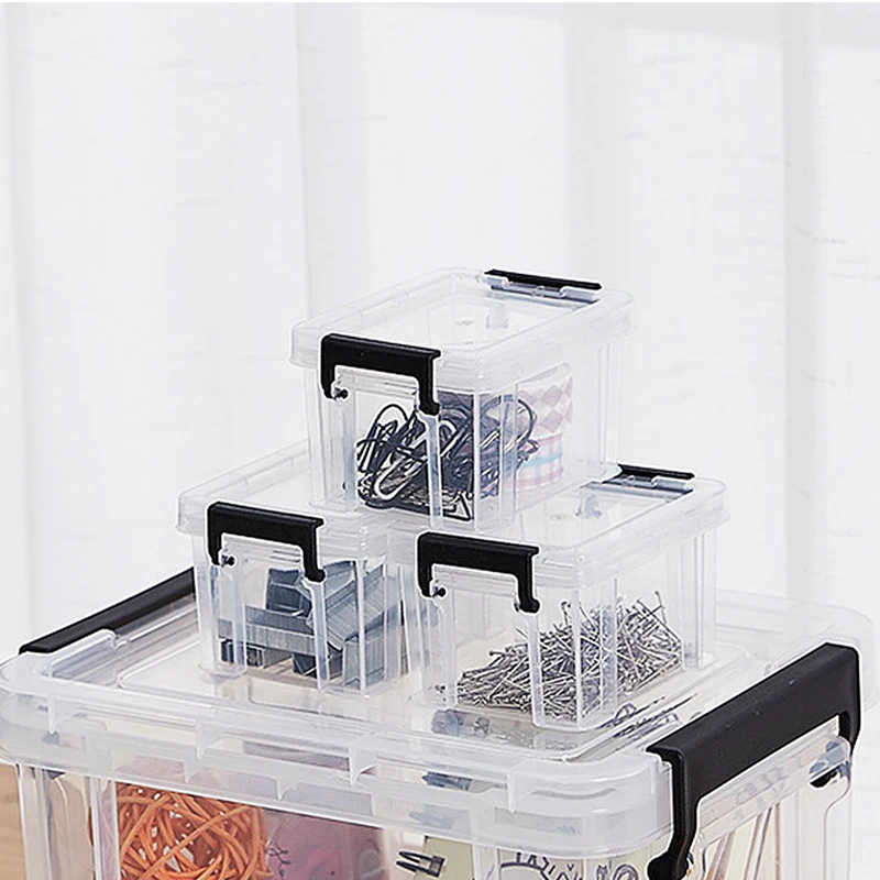 Mini Storage Box Transparent Organizing Box Plastic Storage Case Wear-resistant Household Goods Home Organizer Storage Boxes