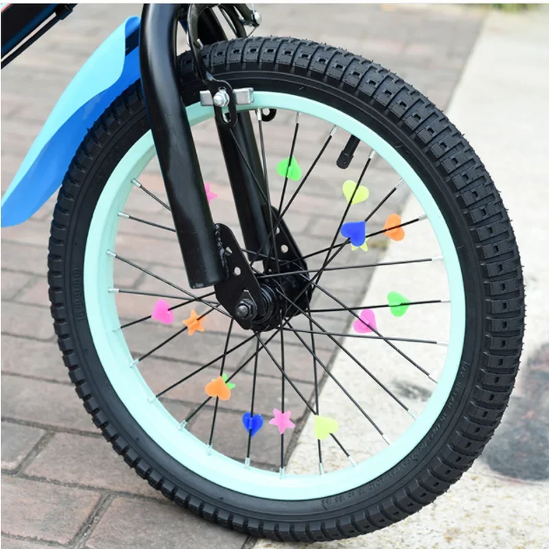 36Pcs Colorful Safety Kids Clip Bicycle Round Multi-color Love Heart Stars Wheel Bike Accessories Decoration Bead Spoke Beads