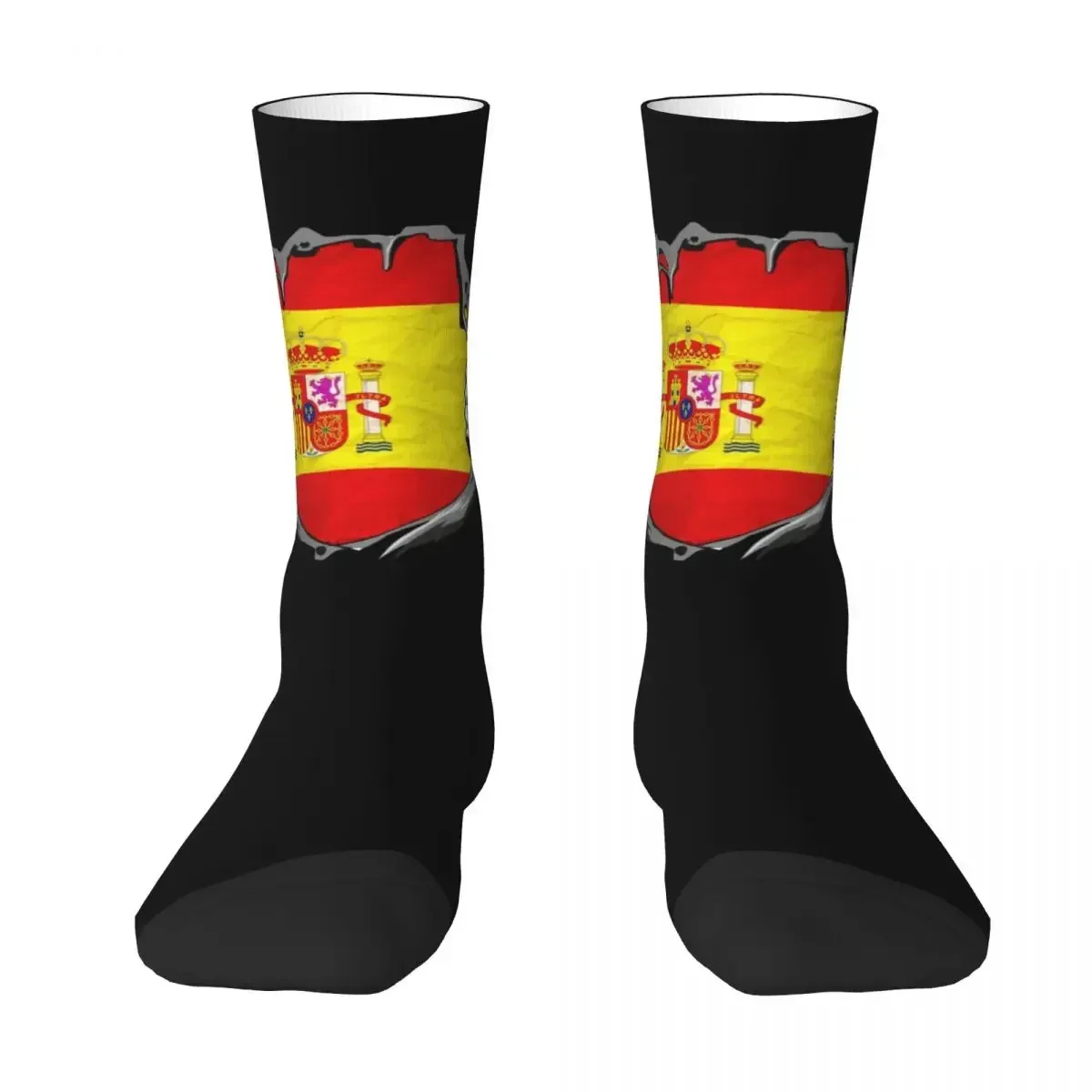 

National Flag. Spain. Socks Harajuku Sweat Absorbing Stockings All Season Long Socks Accessories for Man Woman Birthday Present