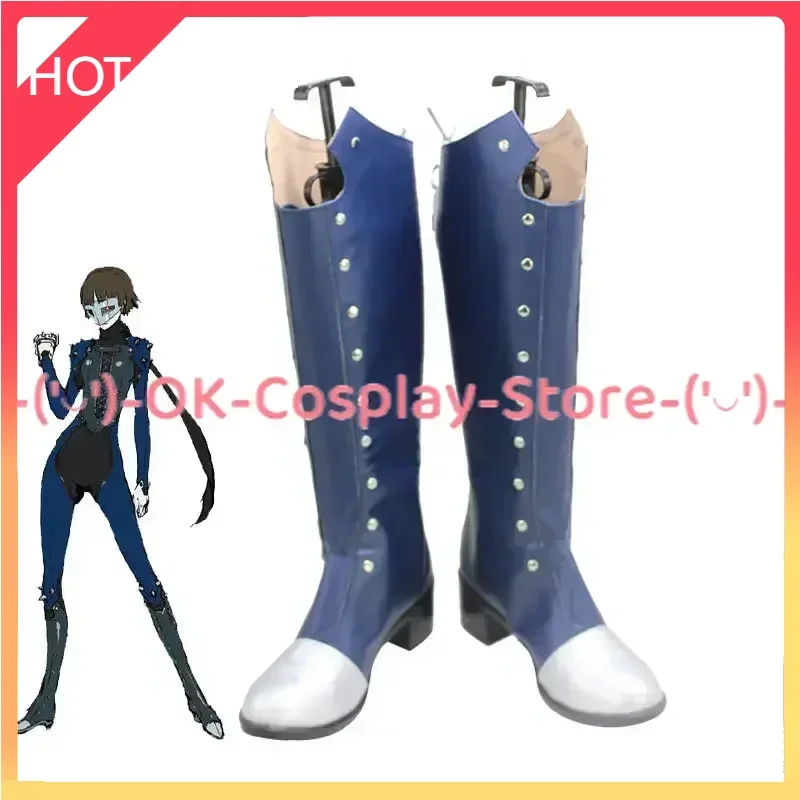 

Queen Makoto Niijima Cosplay Shoes Game Persona 5 Cosplay Props PU Leather Shoes Halloween Carnival Boots Custom Made