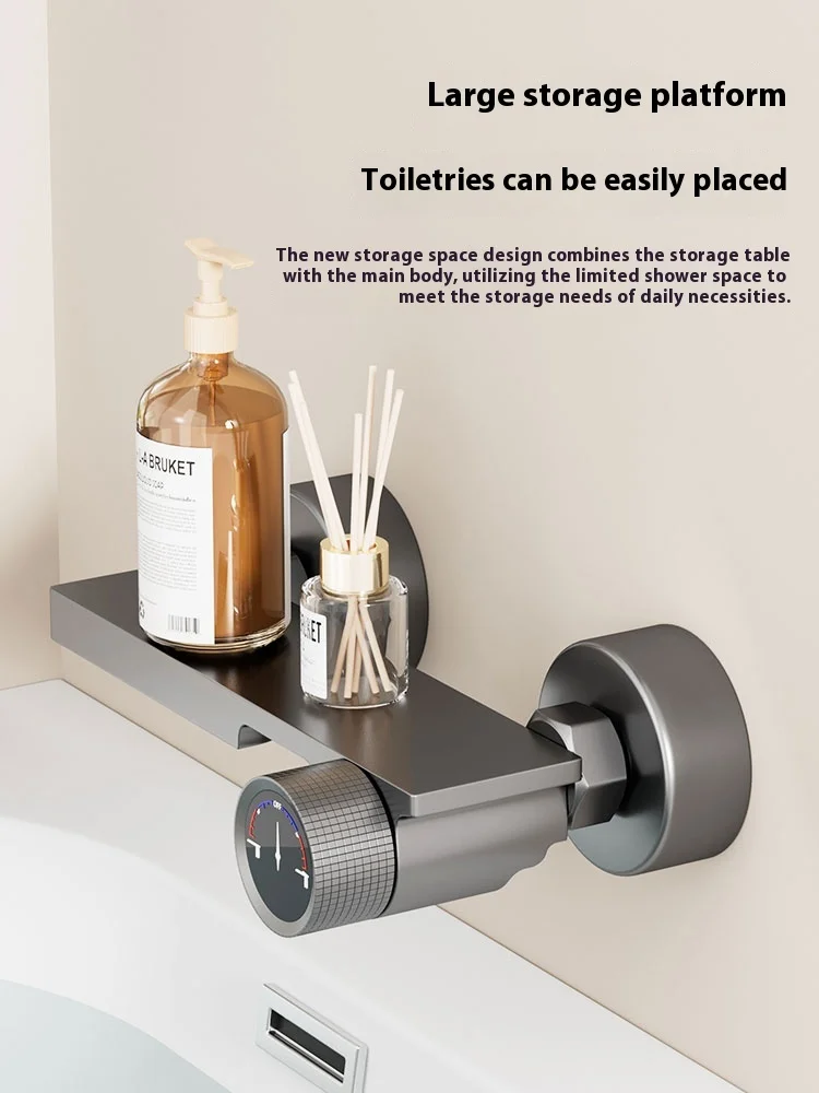 Solid Brass Deck Mounted Tub Shower Faucet - Hot/Cold High Flow Mixing Valve with Shower Head, Bathroom Fixture