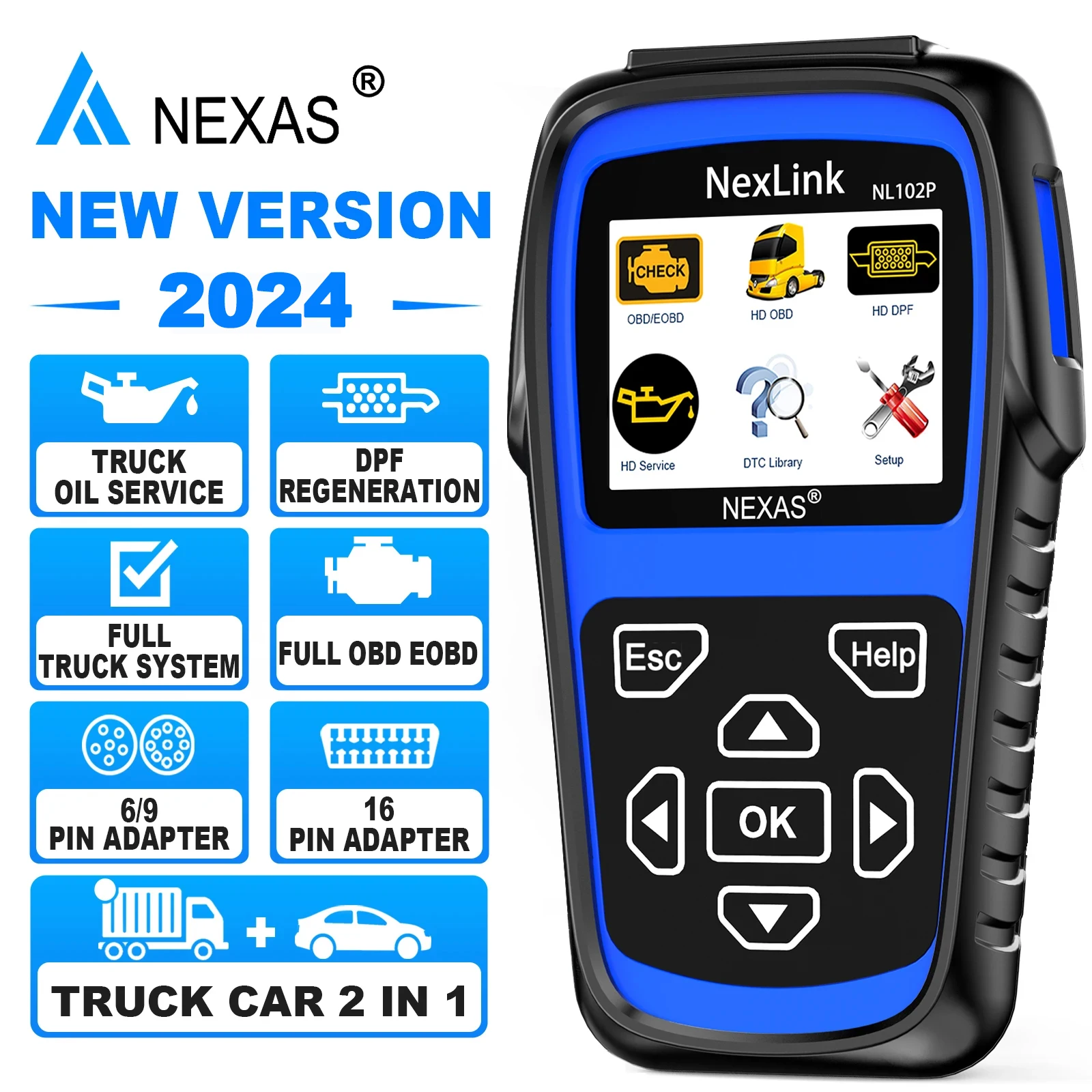 NEXAS NL102P Diesel Heavy Duty Car Truck Auto Diagnostic Scanner Oil Reset DPF Regen Engine Oil Light Service