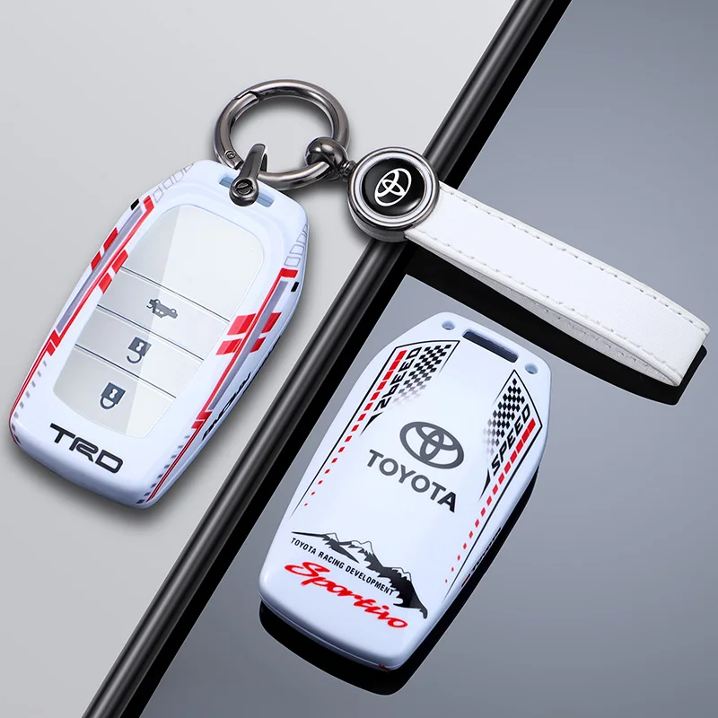 Racing Style Design Car Key Case For Toyota Land Cruiser 200 300 Prado Crown TLK 200 Yaris Cross Hilux Innova Fortuner Camry 55