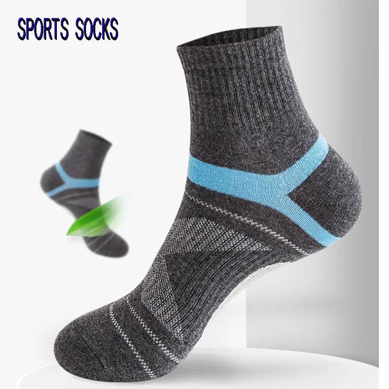 5Pairs High Quality Cotton Spring Autumn Men's Socks Running Casual Breathable Active Socks Stripe Sport Socks Size38-45