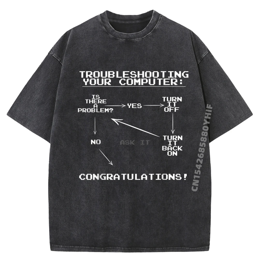 

Troubleshooting Computer Flow Chart It Newest Mens Graphic T-shirts For Men Simple Printed Tops & Tees Street Washed Tops Shirts