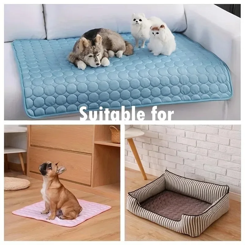 New Pet cooling pad Summer Cat and dog sofa Pad Soft Ice Silk Cold Feel Nest pad Summer dog cooling pad Dog bed image 4