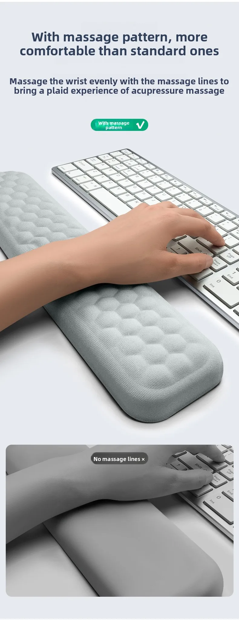 Memory-Schaum Handgelenkauflage Set Tastatur-Mauspad Ergonomische Schreibtischunterlage für Büro und Gaming 4 Größen Grau Schwarz Leder – Detail 4