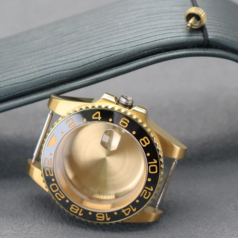 YEJIAOLAN 40 мм Golden PVD Diver NH34 Детали корпуса часов с сапфировым стеклом для NH35 NH36 NH34 Miyota 8215 ETA2824 Механизм GMT Безель