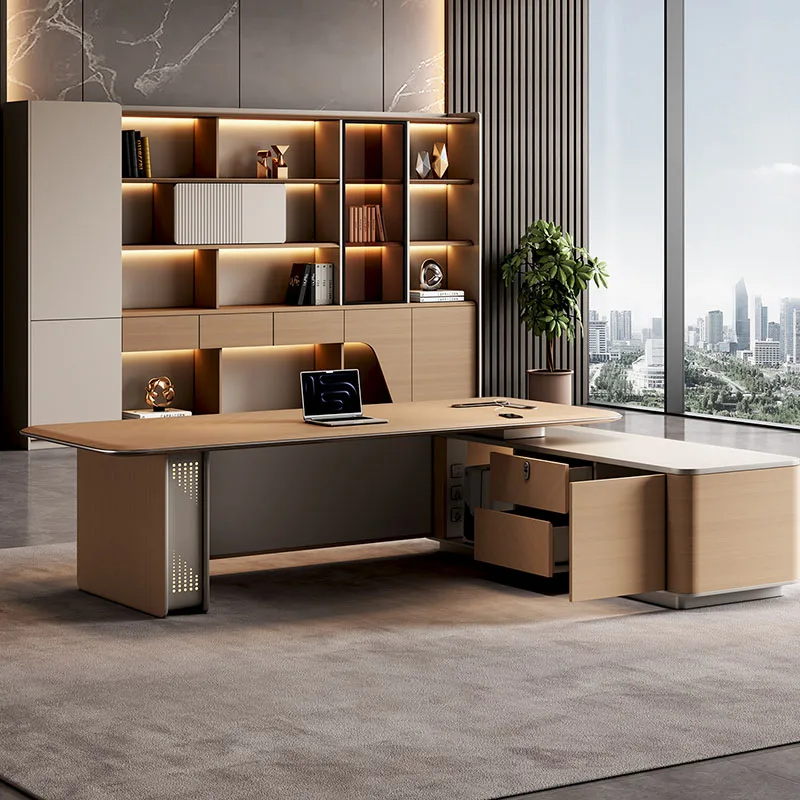 Modern Wooden Office Desk Reception Computer Decoration Conference Office Desk European Aesthetic Scrivania Salon Furniture