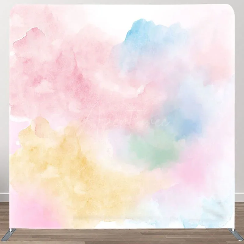 Colorful Mixed Cloud Birthday 6x6ft Bridal Shower Baby Shower Birthday Pillow Case Photoshoot Backdrop Stand Cover
