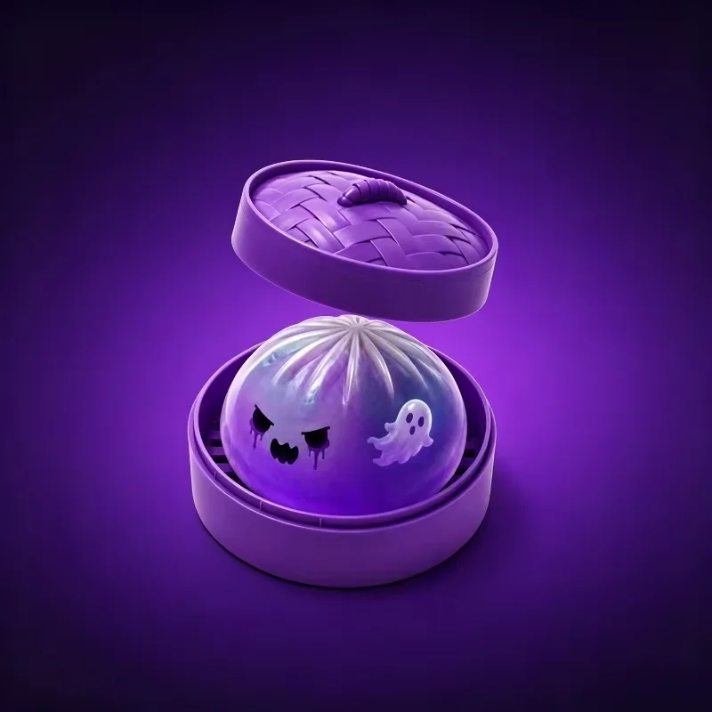 Pâtons de fantôme d'Halloween scintillants, souples et à récupération lente, pour la décompression, avec cadeau en forme de boulette de requin en peluche à la vapeur