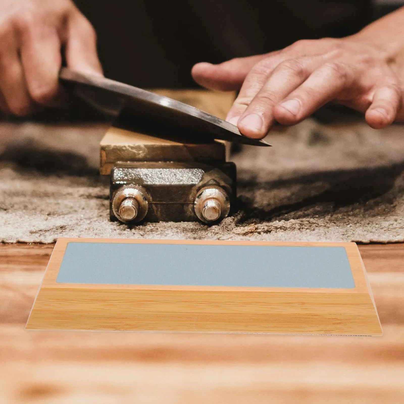 

1pc Bamboo Wood Whetstone Holder Rectangular Sharpening Stone Base Portable Grinding Tool Storage Home Kitchen Organizer