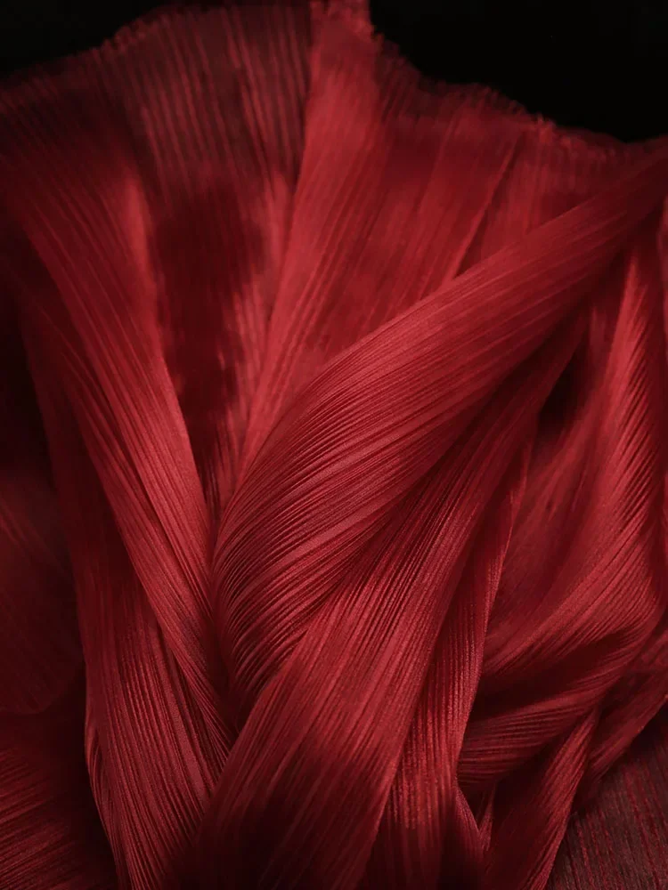 Pleated Organza Fabric Solid Color Wedding Background Decoration Floral Design Cloth Diy Sewing Meters Pure Polyester Material