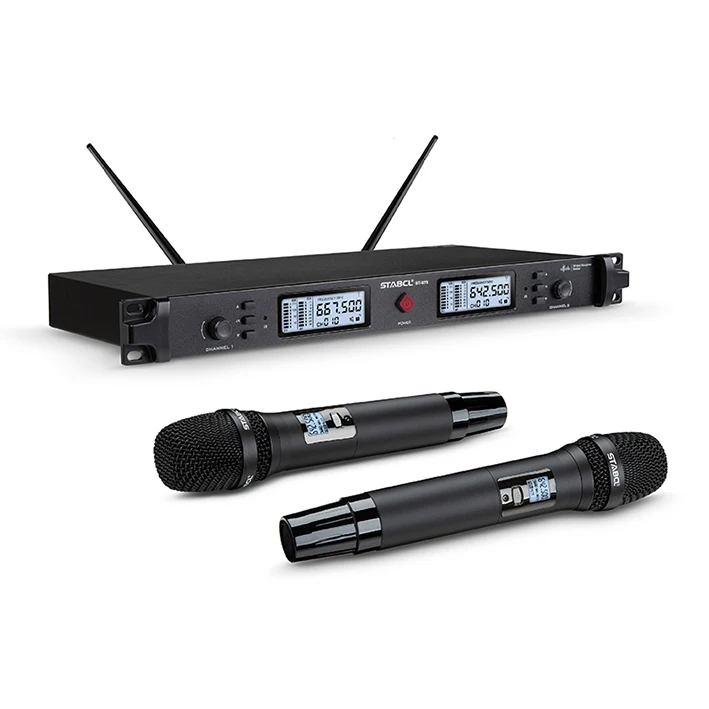 

Portable microphone wireless karaoke uhf Wireless Microphone professional 2 channels receive cordless mic for Stage performance