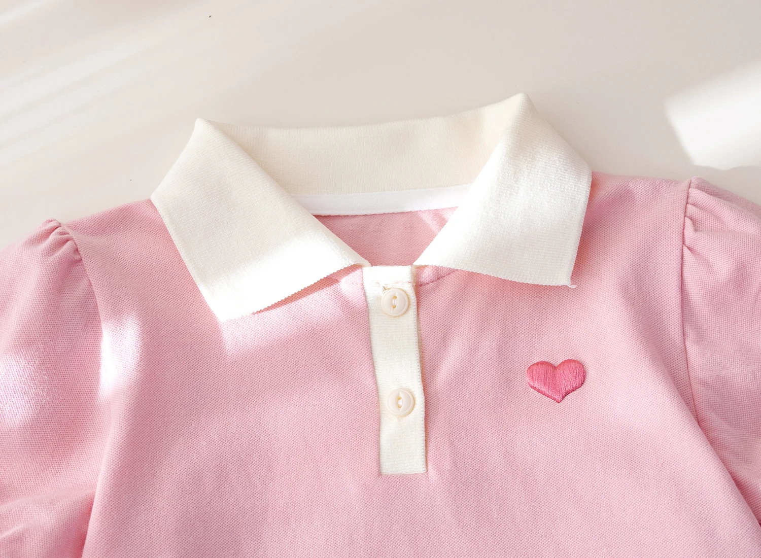 طفل الفتيات الحب المطرزة قصيرة الأكمام تي شيرت الصيف عادية الوردي التلبيب تيز لطيف الفتيات بلايز الاطفال الملابس