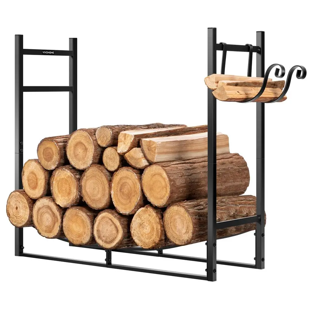 3ft Heavy Duty Indoor Outdoor Firewood Storage Log Rack with Kindling Holder