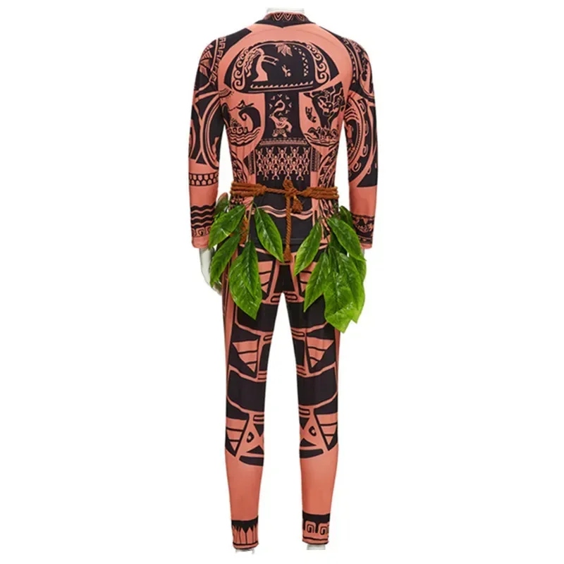 Disfraz de Moana Maui para hombre y mujer, conjunto de 3 piezas de disfraces de Halloween, tatuaje Unisex