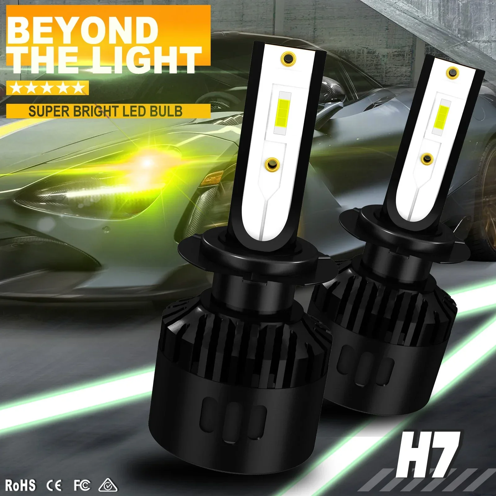 

P2 3000K H7 LED Headlight Bulbs 48w H4 H7 H11 H8 H9 H1 880 H27 LED Car Headlights 5202 9007 HB3 9006 COB Bulb Fog Light