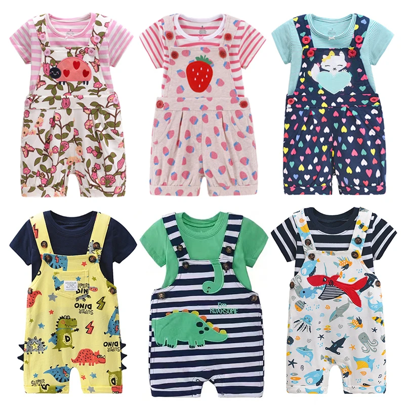 Ircomll Newborn Casual Baby Boy Girl Clothing Suits Short-sleeve Tees+Overalls 2pcs Clothes Sets Toddler Baby Outfit