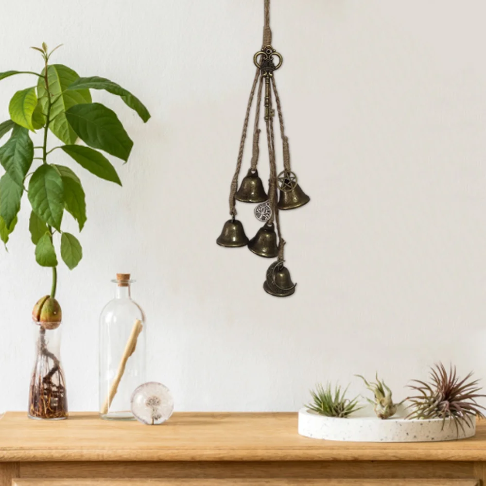 Handmade แม่มด Bell ทอลมระฆังประตูแขวนแม่มดหวายกัญชาเชือก Vintage Porch ประตู Bells สำหรับ Porch,สวน