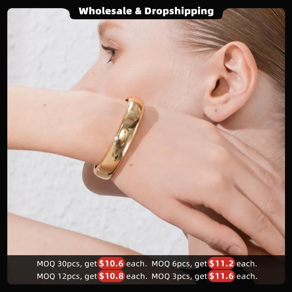 ENFASHION Blank Wide Cuff Bracelets For Women Accessories Gold Color Simple Minimalist Bangles Fashion Jewelry Wholesale B192029