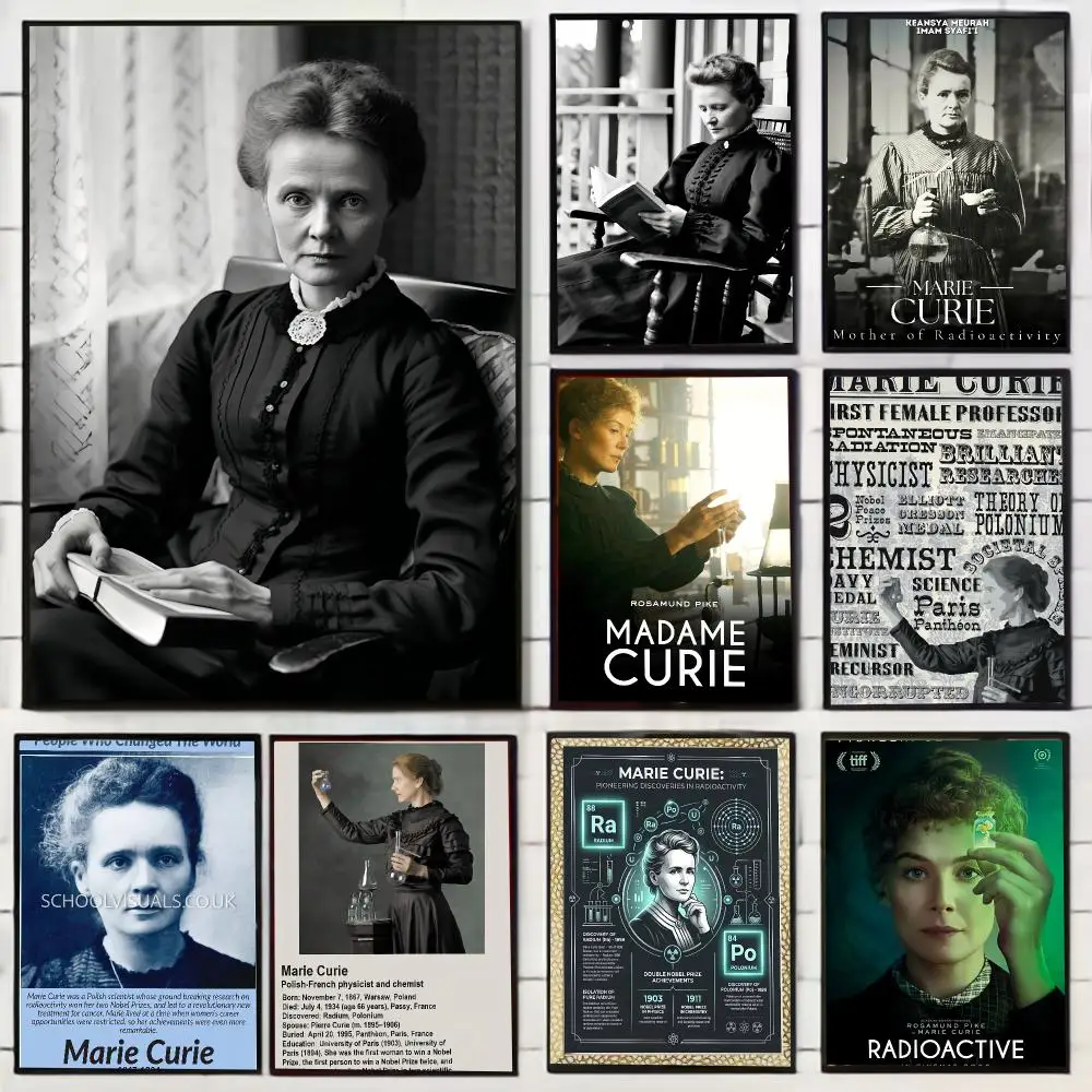 scientist pioneering M-Marie Curie Painting Calligraphy Stylish Wall Art Poster, Bedroom Living Room Home Decor Gift
