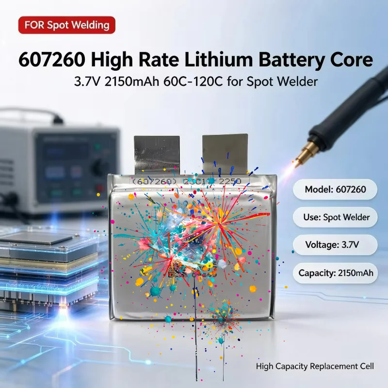 607260 High Capacity High Rate Lithium Battery Core 3.7V 2150mAh 60C-120C for Spot Welder
