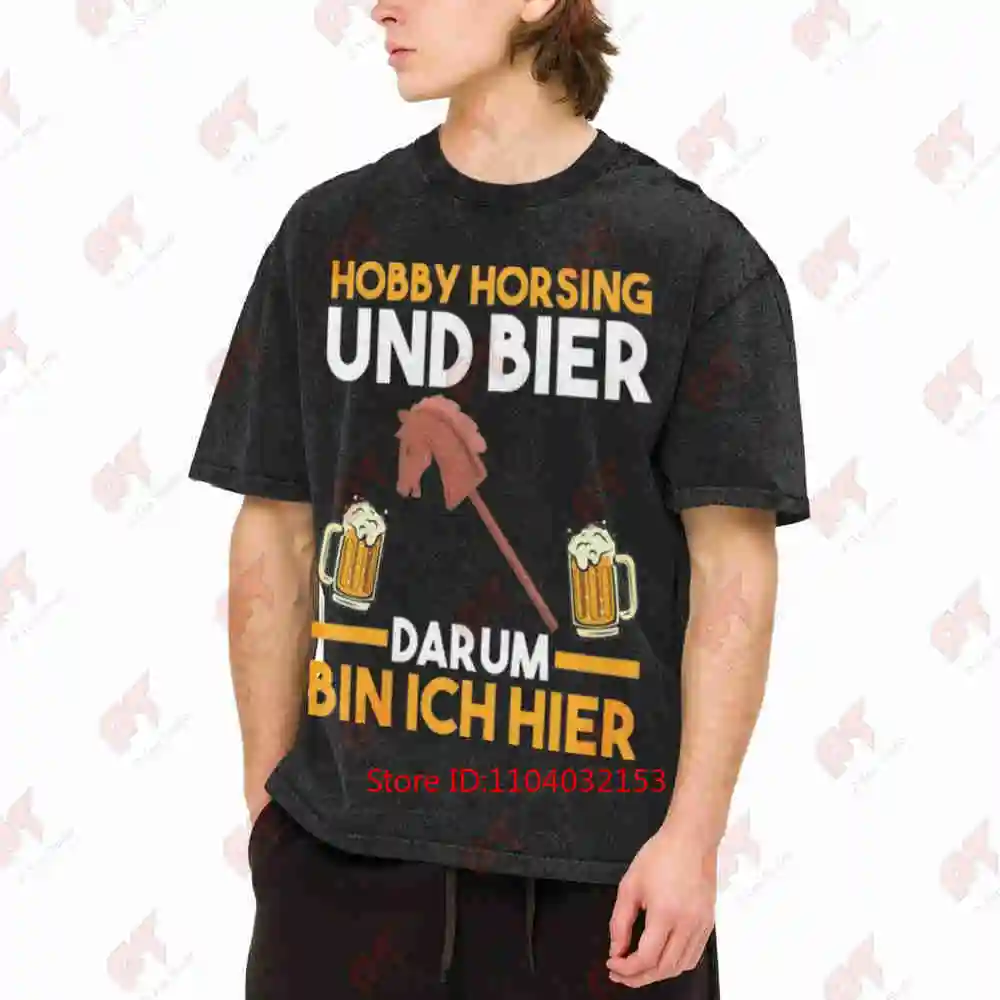 Hobby Horse Beer Horsing Vintage Washed Tee Pure Cotton T-Shirt