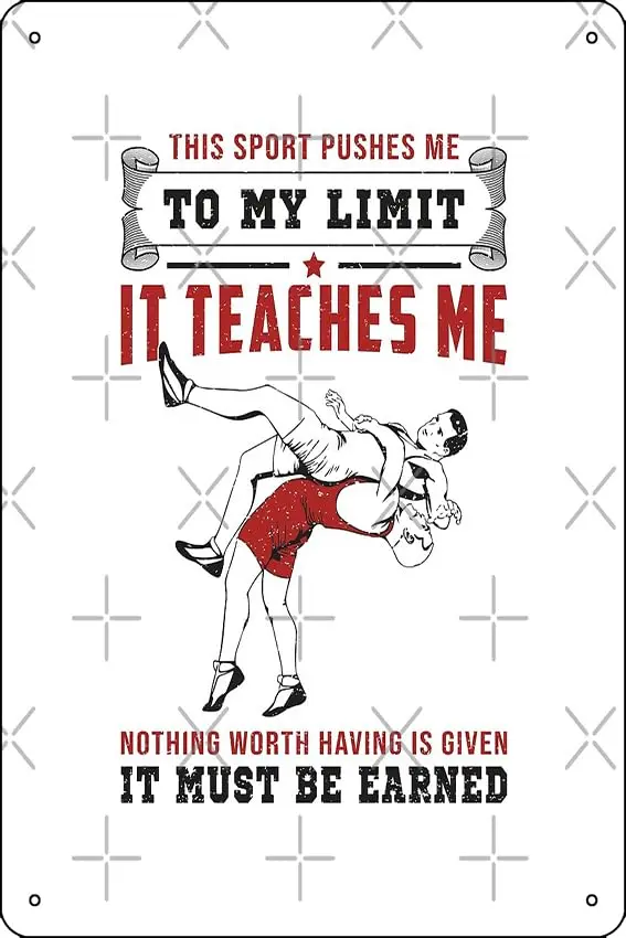 Wrestling Fight Wrestle Sports Wrestler Gift Print Metal Tin Sign  Funny Man Cave Home Office Bar Decor